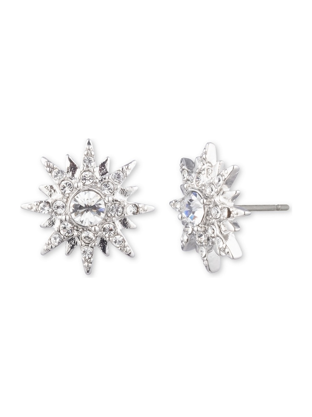 Givenchy Silver Tone Crystal Starburst Stud Earrings